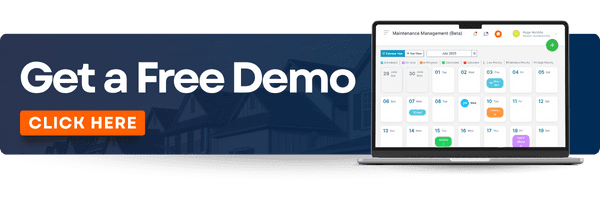 Community Association Manager vs. Property Manager: 6 Important Differences Every HOA Must Know 2 A banner with the writing ''Get A Free Demo'' and ''Click Here'', as well as a picture of a computer at the far right of the banner, with a Neigbrs by Vinteum page on it, a great platform for Community Association Managers vs Property Managers, as well as Board Members.