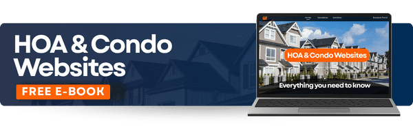 Community Association Manager vs. Property Manager: 6 Important Differences Every HOA Must Know 4 A banner with the writing ''HOA & Condo Websites'' and ''Free E-Book'', as well as a picture of a computer at the far right of the banner with the same writing, plus ''Everything you need to know''.