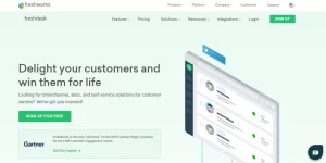 Screenshot of Freshdesk's website homepage