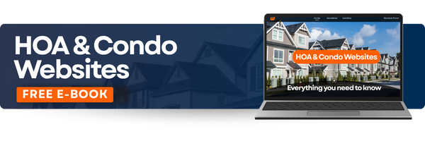 Community Association Manager vs. Property Manager: 6 Important Differences Every HOA Must Know 4 A banner with the writing ''HOA & Condo Websites'' and ''Free E-Book'', as well as a picture of a computer at the far right of the banner with the same writing, plus ''Everything you need to know''.