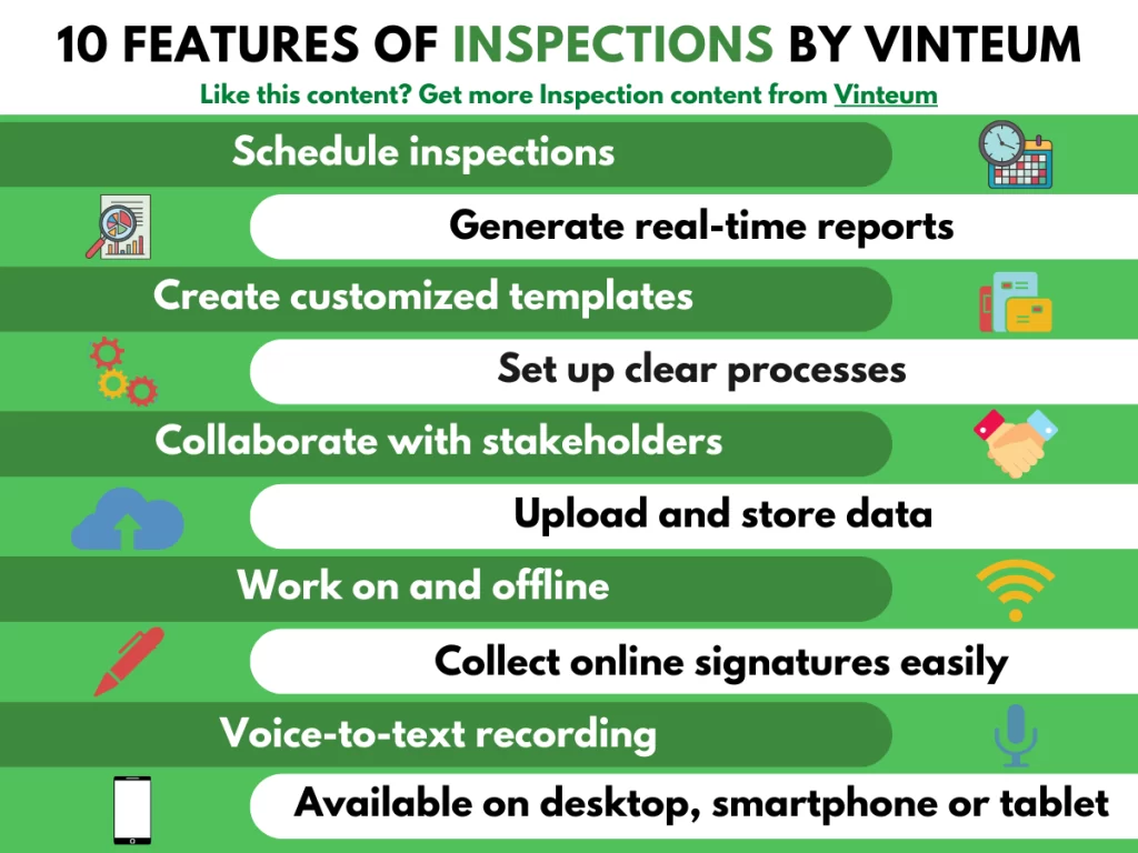 10 features of Inspections by Vinteum