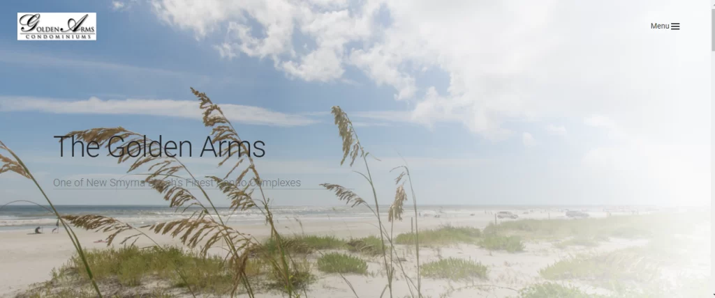 Website homepage of The Golden Arms Condominiums