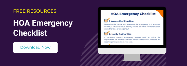A call to action button for downloading a free HOA emergency checklist