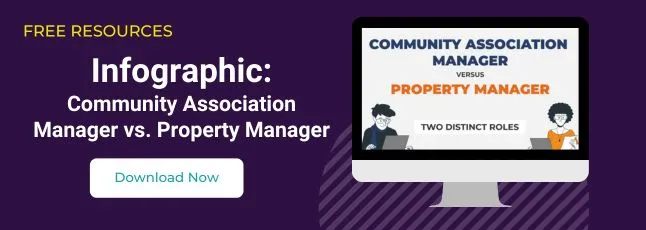 What is property management CTA infographic  about the difference between a property manager and a community association manager