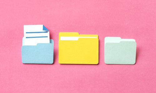 illustration of folders on a pink background - hoa documents online